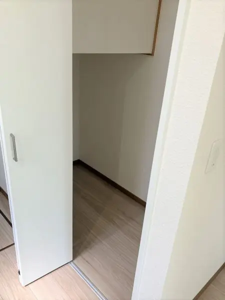 階段下収納部分です。掃除機や趣味のゴルフバッグなども収納できるうれしいスペースとなっております。