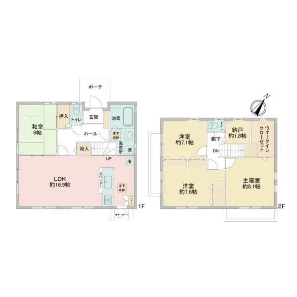 全居室2面採光以上×全居室に収納が設けられているため、住空間を広く保てます。