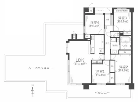 最上階！南西角部屋！
66.86㎡のルーフバルコニー付！