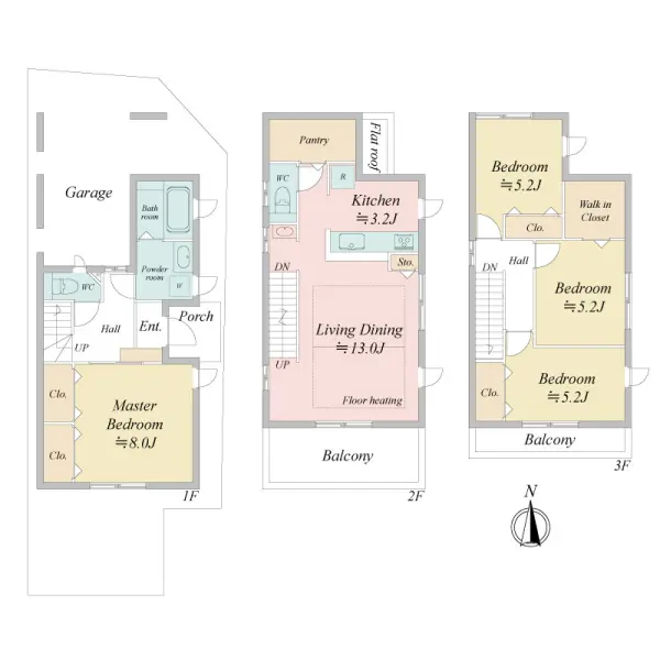 土地面積82.77平米/建物面積110.99平米(33.17～38.91平米 3階建）