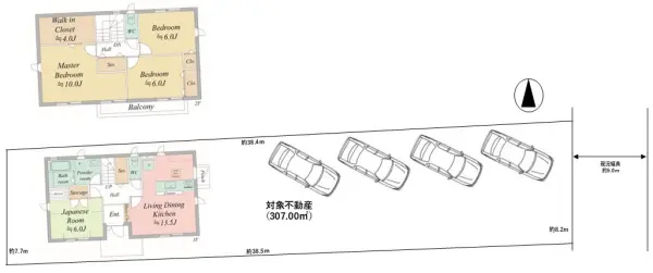 敷地面積約92.86坪！4台駐車可能です（車種による）。