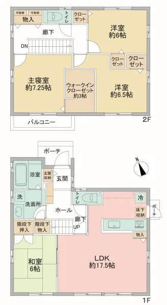 廊下収納や約3.0帖のWICなど、全居室に収納スペースが備わっています。
