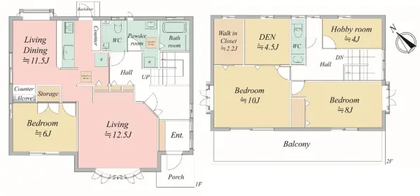 3LDK+DEN+hobbyroomの大型3LDK戸建。