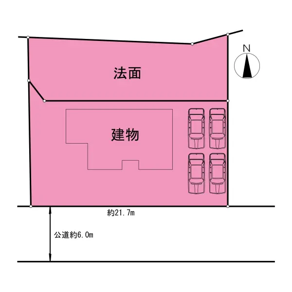 駐車スペースに4台駐車可能です(車種による)。自家用車用や来客時にも、重宝しそうです。