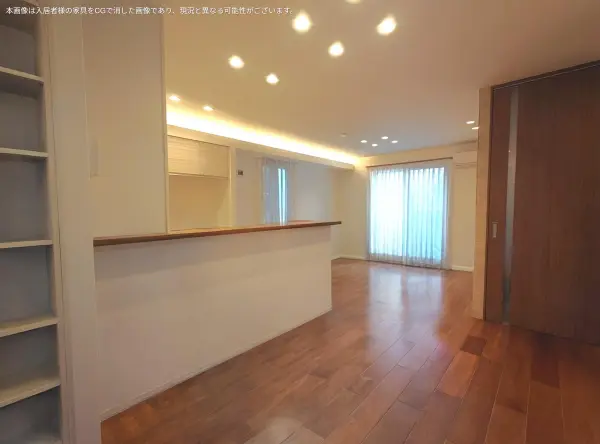 3面採光が確保されたLDK。リビング・ダイニング部分に床暖房が搭載されています。