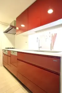 食器洗乾燥機、ディスポーザー、床暖房付のキッチンです。こちらはCGで作成したリフォームイメージです。